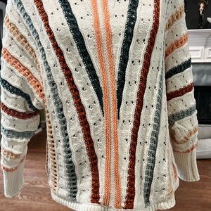 Maurices Cream and Multicolor Striped Sweater